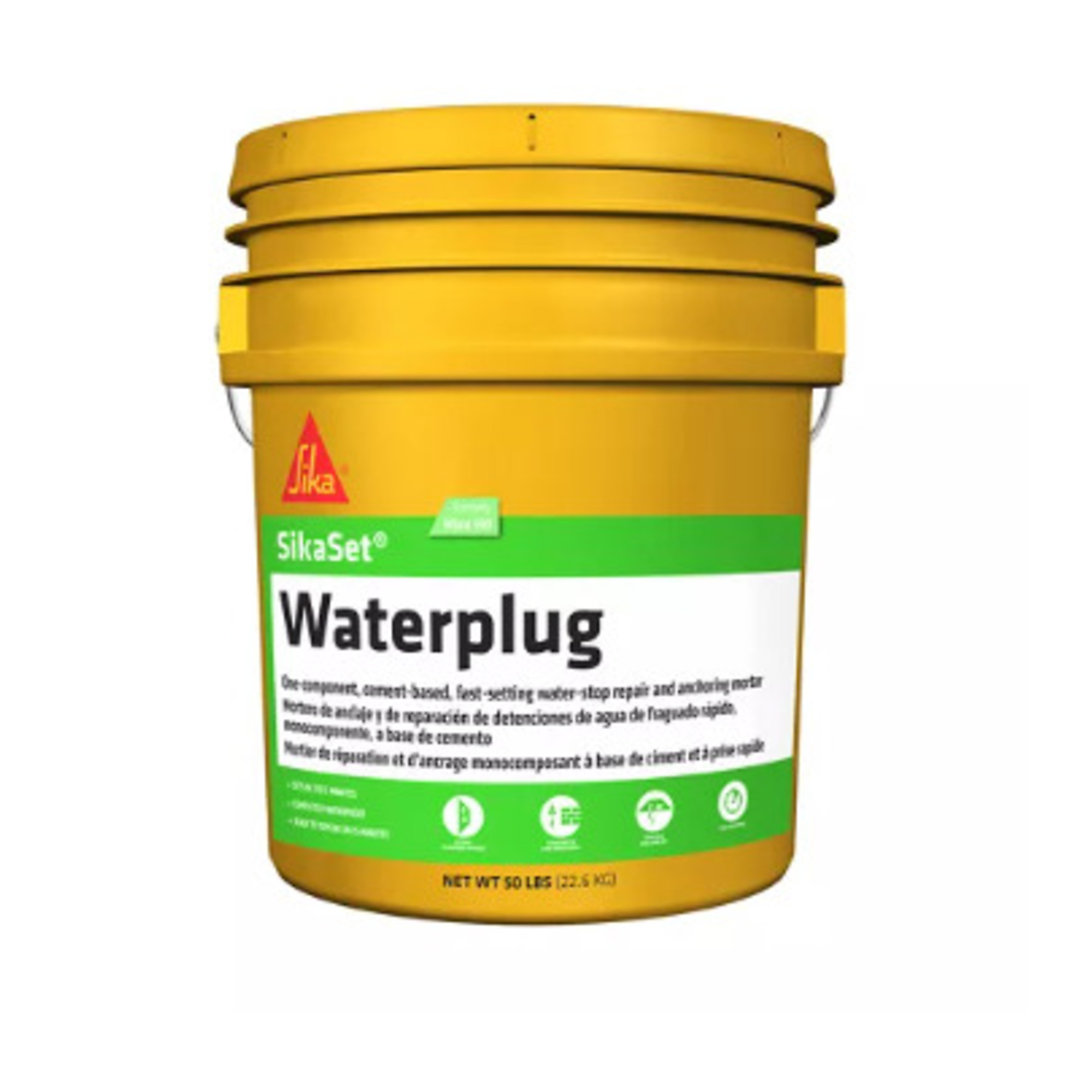 SikaSet Waterplug One-Component Cement-Based Fast-Setting Water Stop Repair Mortar 1 Gallon Can, 4PK